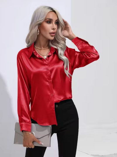 Doreen | Elegant Satin Charm Blouse
