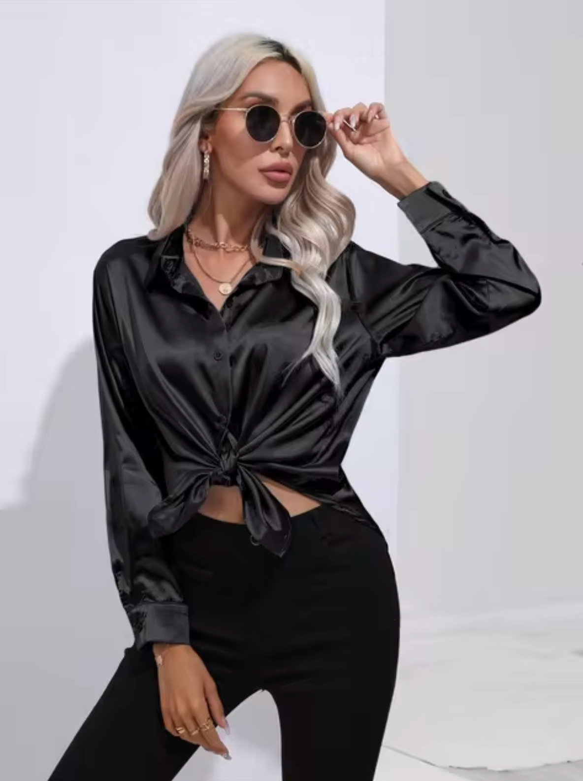 Doreen | Elegant Satin Charm Blouse