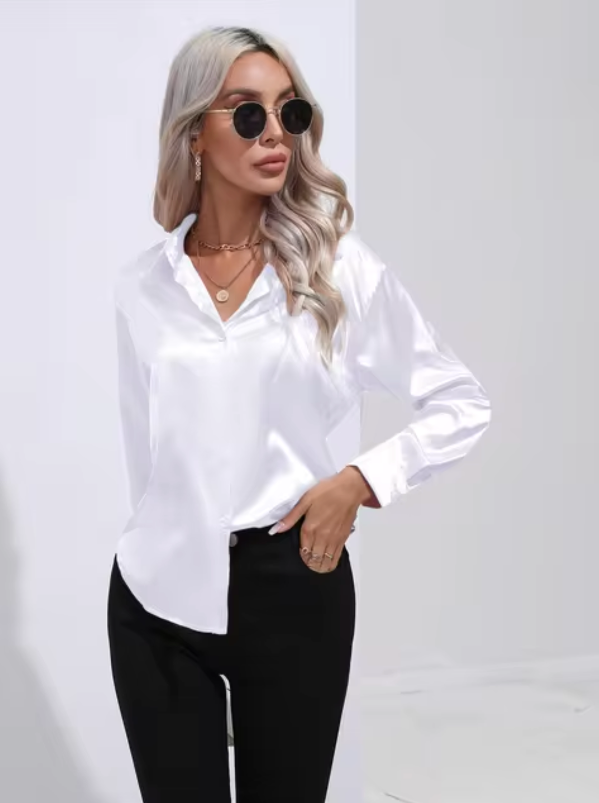 Doreen | Elegant Satin Charm Blouse