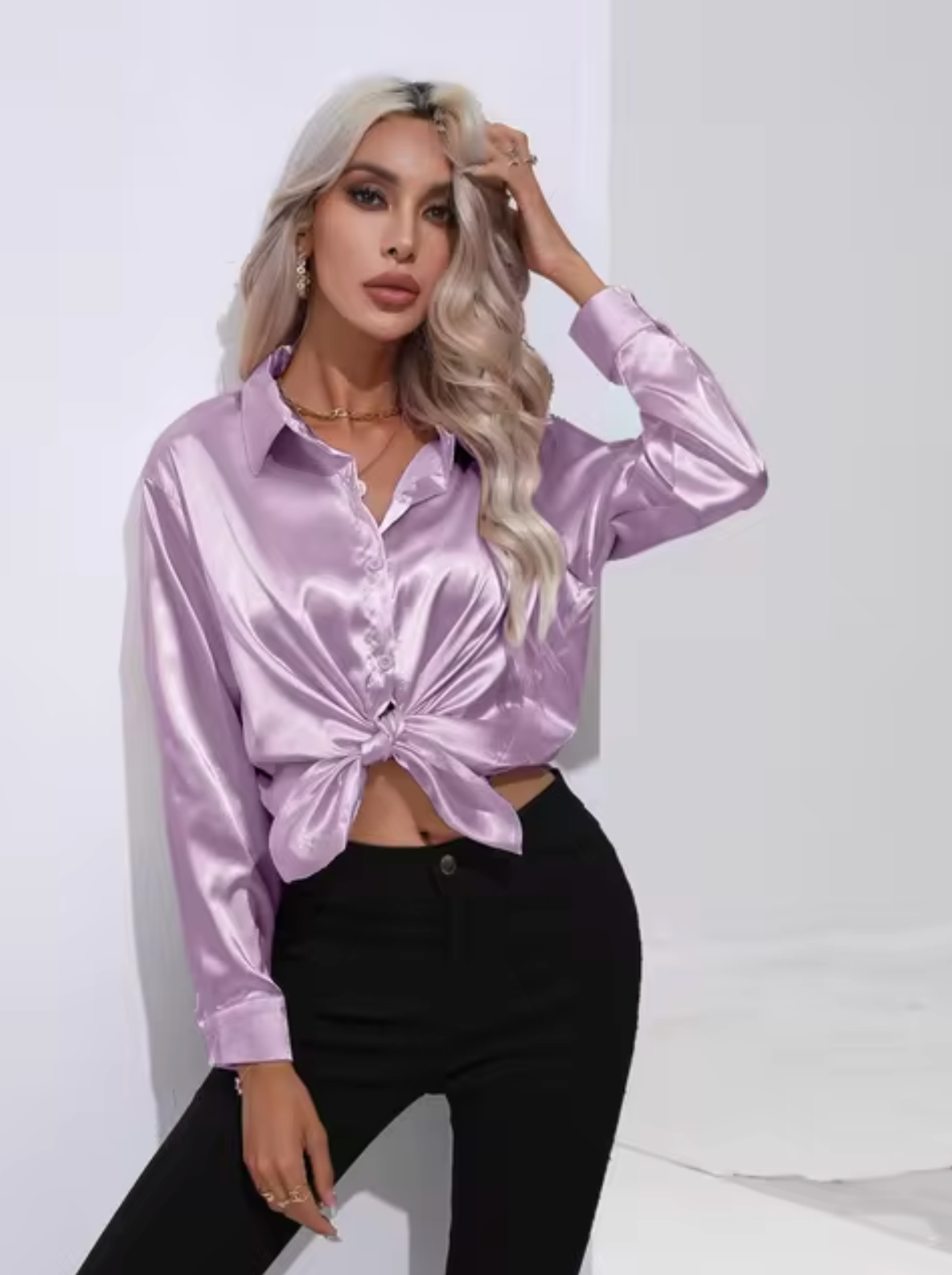 Doreen | Elegant Satin Charm Blouse