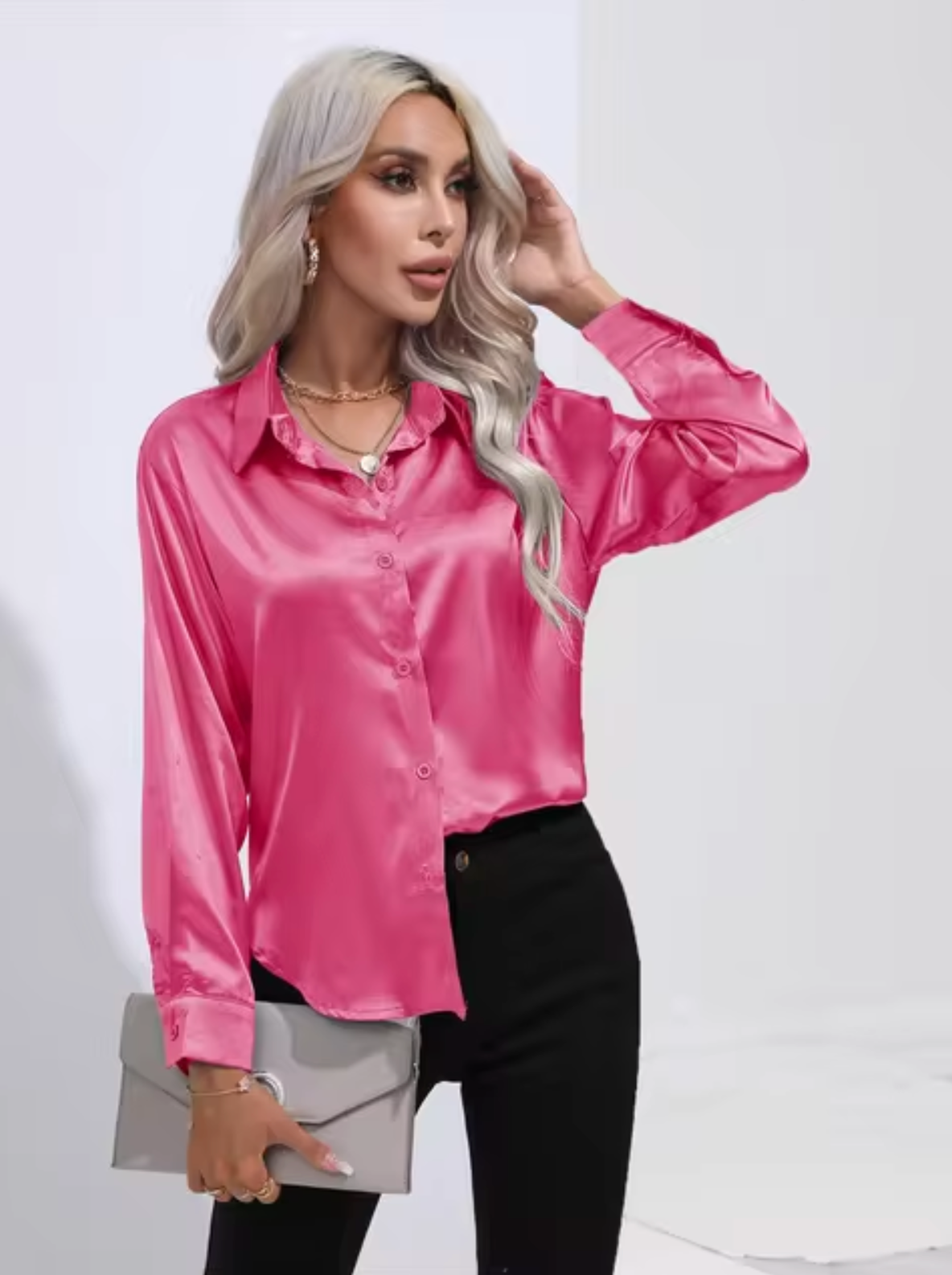 Doreen | Elegant Satin Charm Blouse