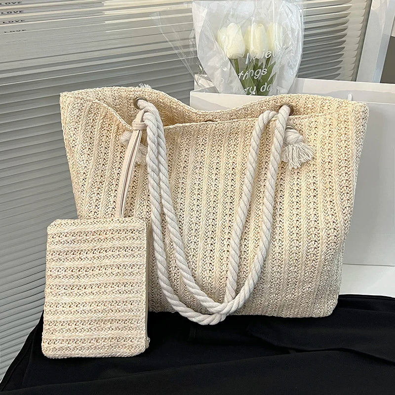 Dazzling | Straw Tote Bag - Large Beach Bag for Summer Outings-1