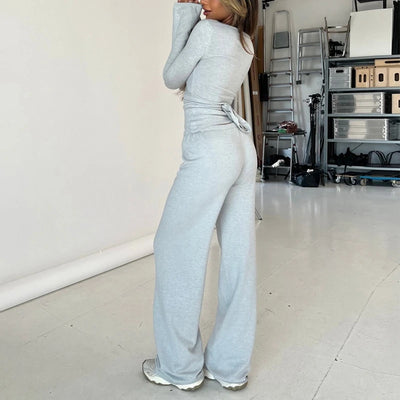 Vintage V-Neck Lounge Set | Womens Loungewear Two Piece Outfit-5