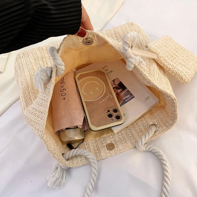 Dazzling | Straw Tote Bag - Large Beach Bag for Summer Outings-5