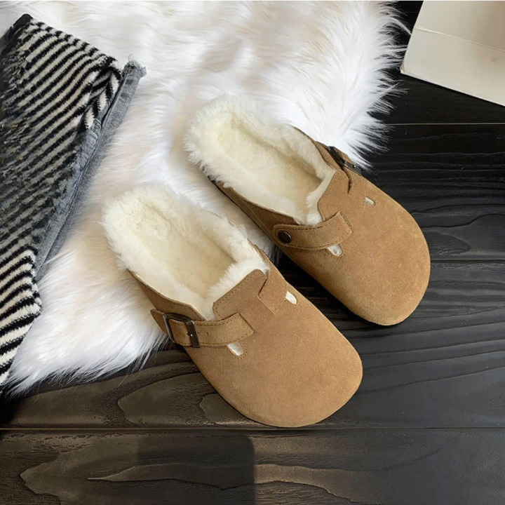 Natasha | Comfortable Winter Suede Cork Slippers