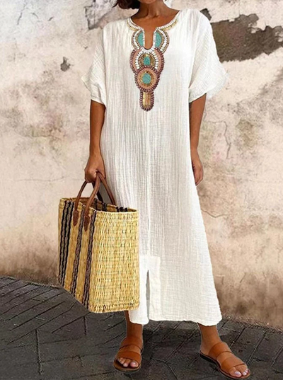 Airy Ethnic Accent Caftan | Summer Bohemian Fashion 1