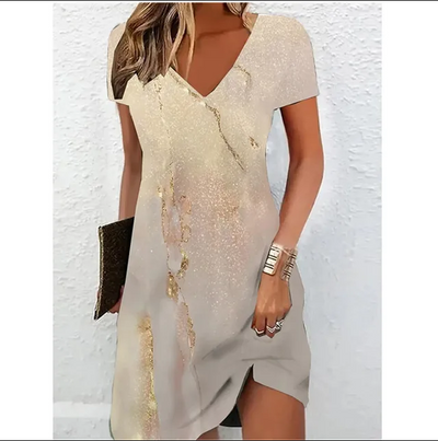 Bianca | Beige Glitter Cocktail Dress for Women - Elegant Party Dress 1