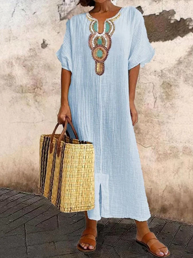 Airy Ethnic Accent Caftan | Summer Bohemian Fashion 4