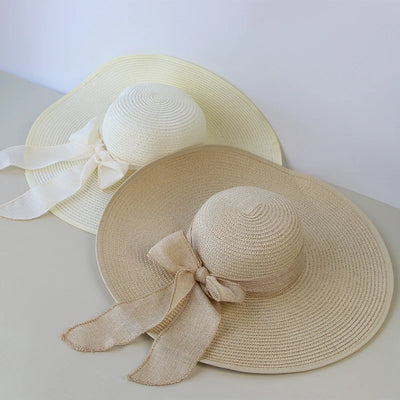 Sunny | Wide Brim Straw Hat for Women - Elegant Beach Hat with Bowknot Design-4