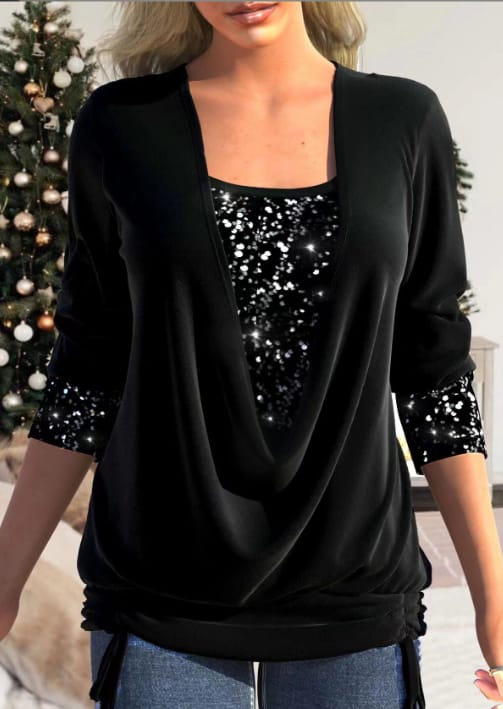 Diana | SparkleFlow Sequin Plus Size Blouse