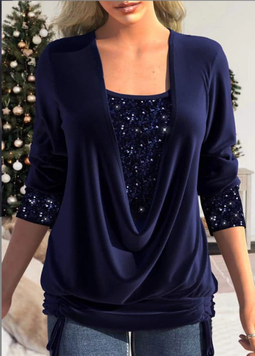 Diana | SparkleFlow Sequin Plus Size Blouse