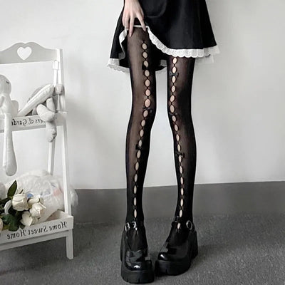 Stefanie | Thigh high tights with bow details