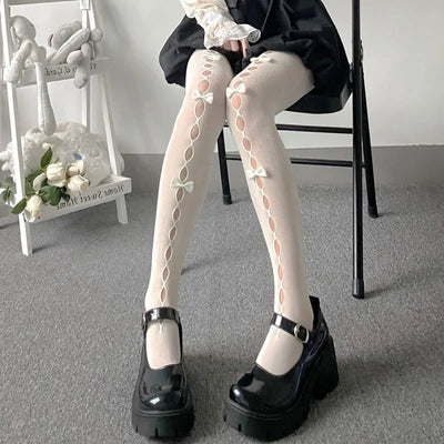 Stefanie | Thigh high tights with bow details