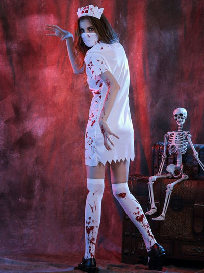Stephanie | Creepy nurse costume with blood splashes mini dress