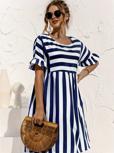 Olivia | Striped Elegance Short Sleeve Dress