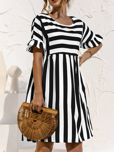 Olivia | Striped Elegance Short Sleeve Dress