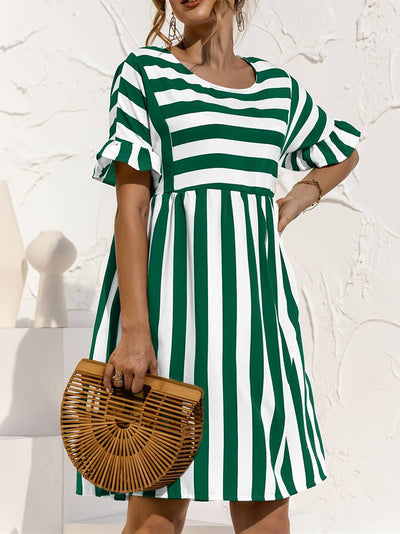 Olivia | Striped Elegance Short Sleeve Dress