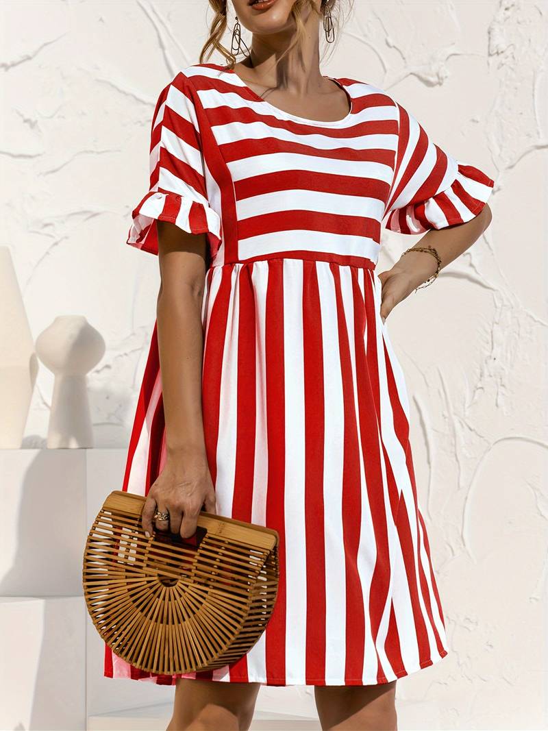 Olivia | Striped Elegance Short Sleeve Dress
