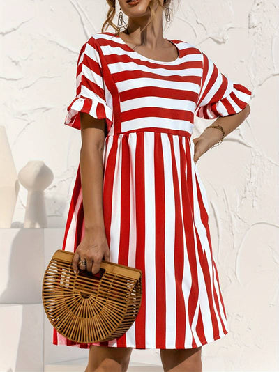 Olivia | Striped Elegance Short Sleeve Dress