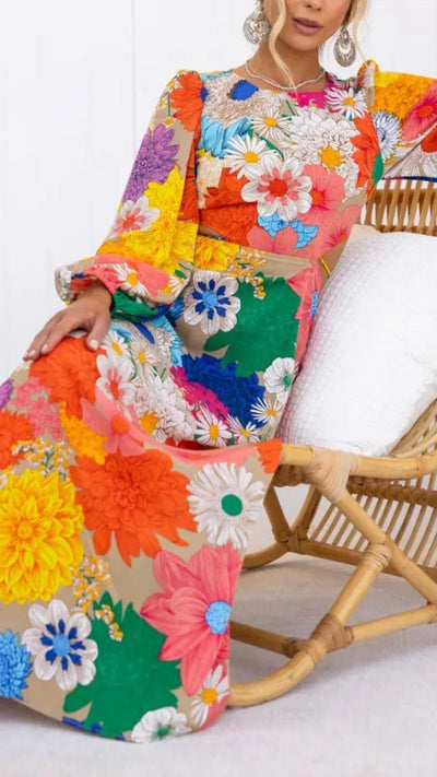 Mia | Floral Maxi Dress with Long Sleeves-2