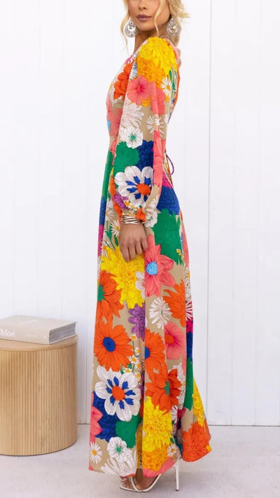 Mia | Floral Maxi Dress with Long Sleeves-4