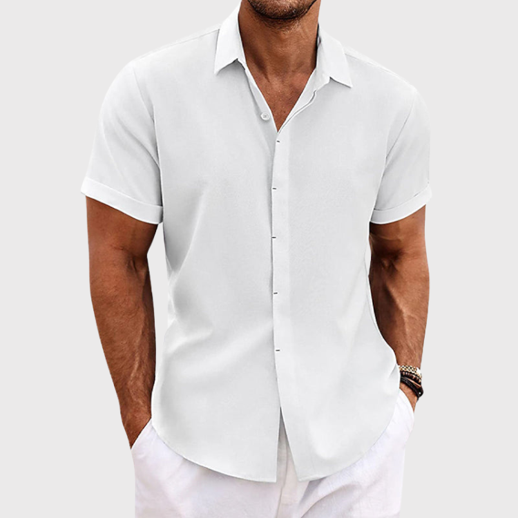 OLIVER | Short-sleeved shirt made of cotton and linen