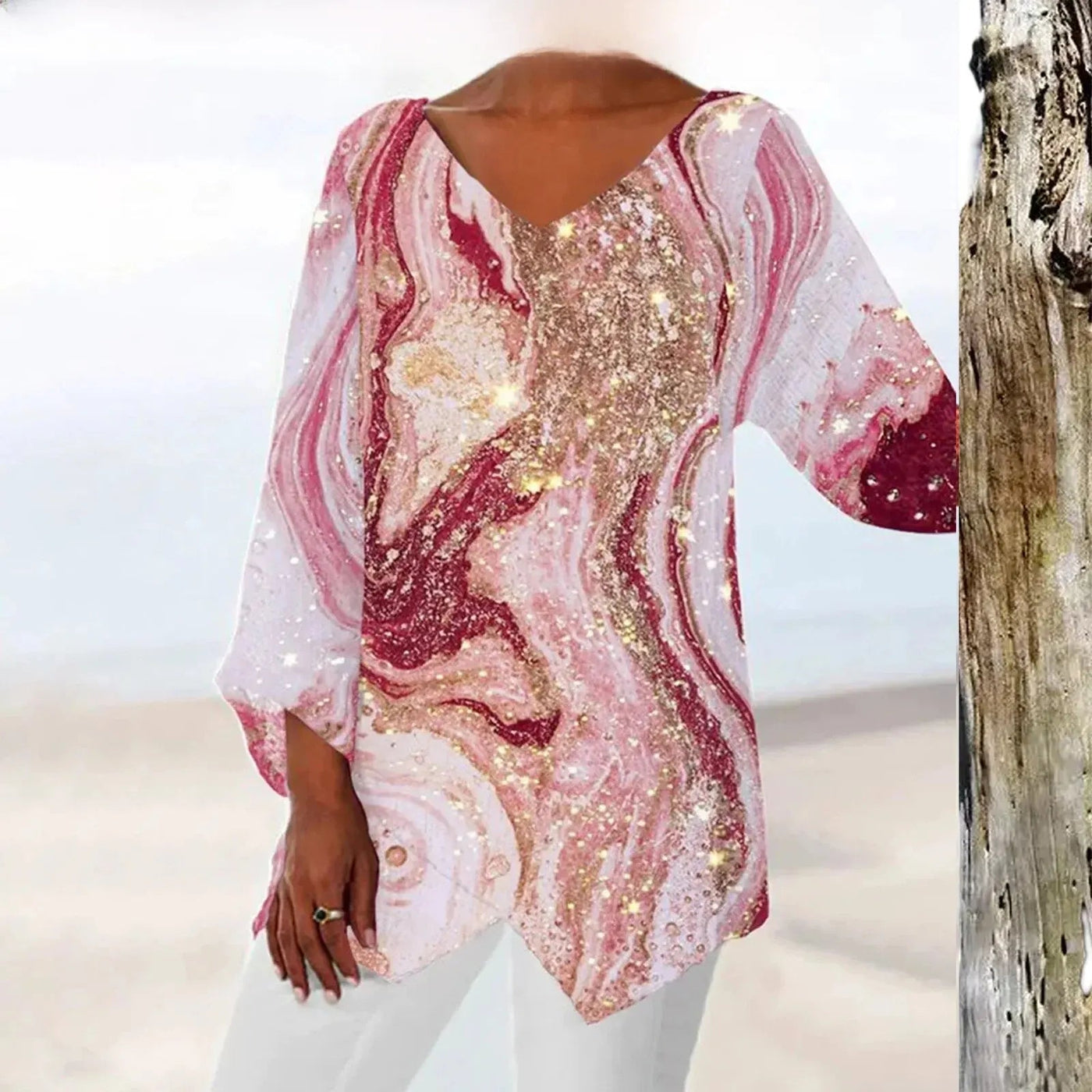 Nadine | Trendy Long Sleeve V Neck Top