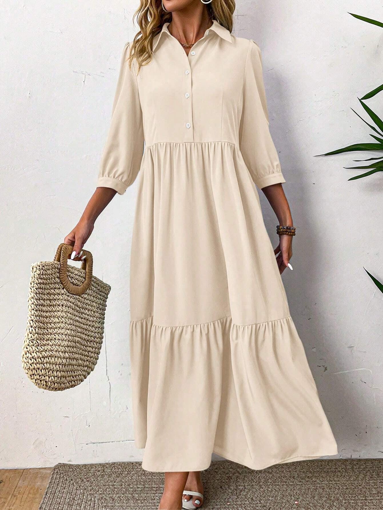 Vittoria | Elegant shirt collar maxi dress