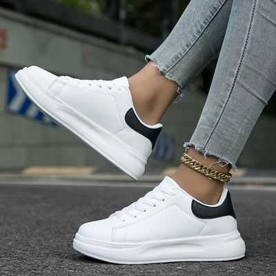 Women's Clean White Faux Leather Sneakers 1