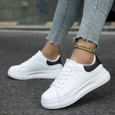 Women's Clean White Faux Leather Sneakers 3