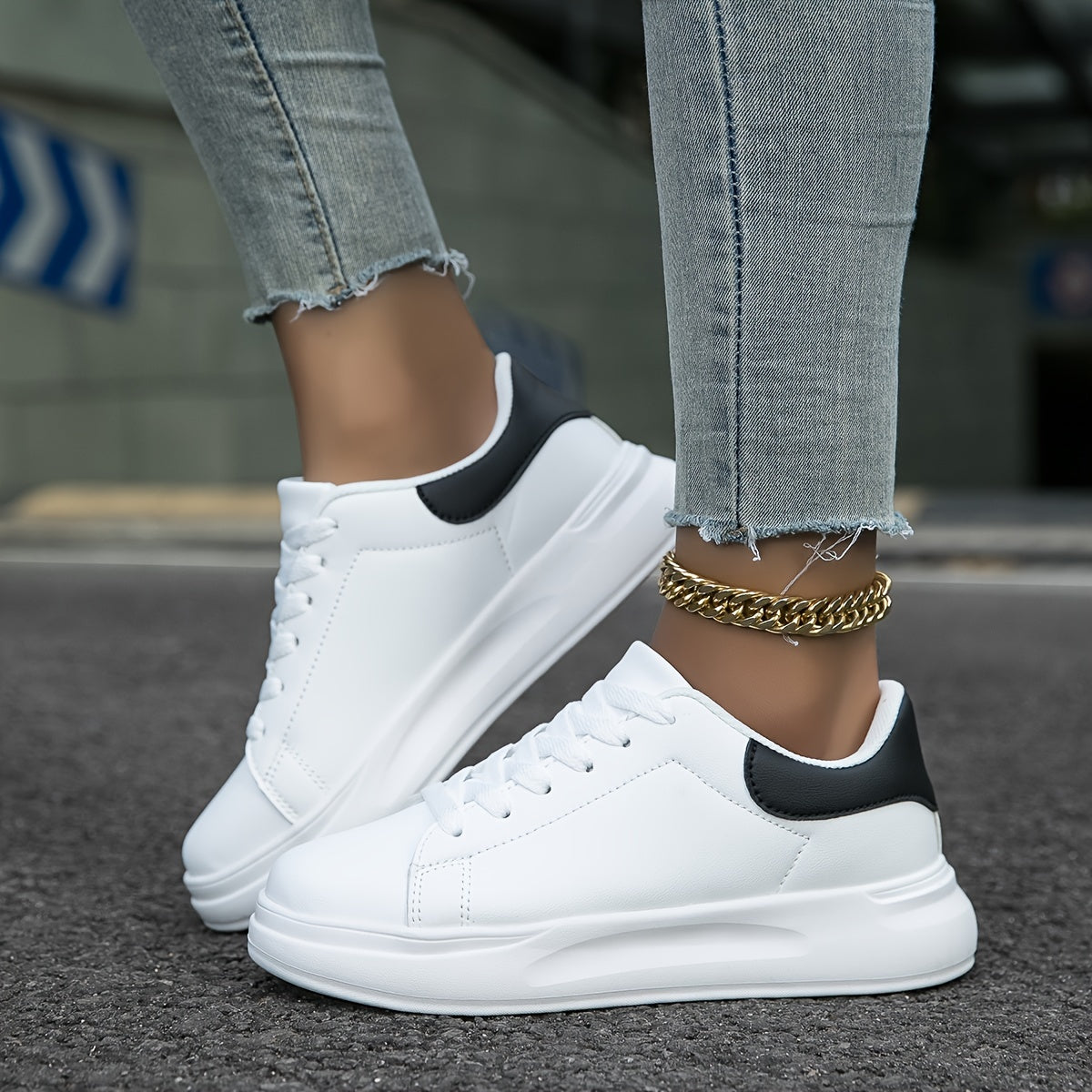 Women's Clean White Faux Leather Sneakers 5