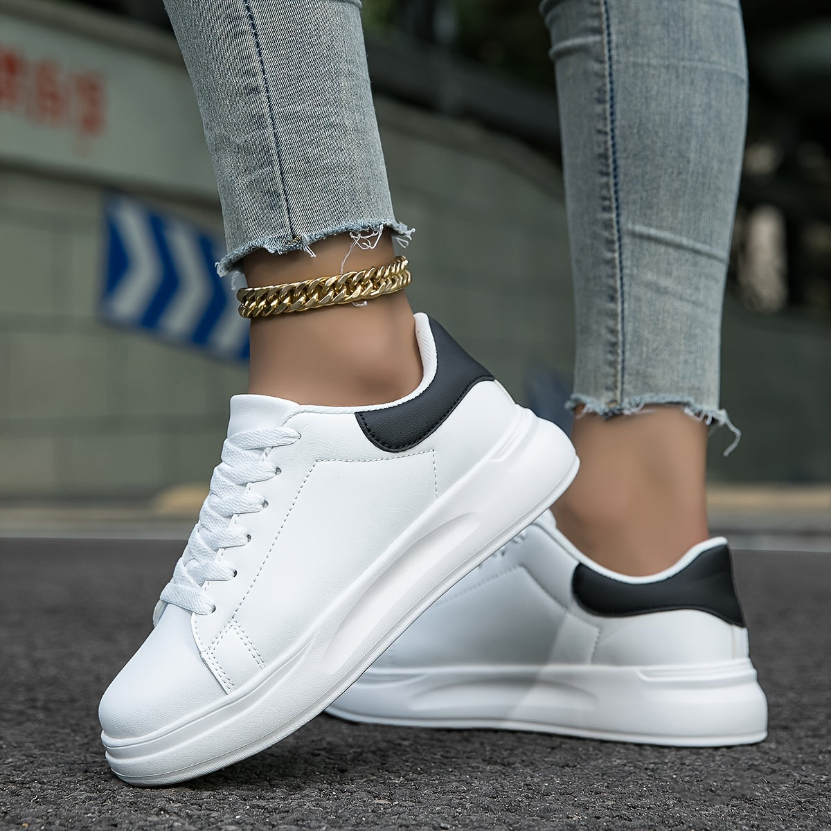 Women's Clean White Faux Leather Sneakers 9