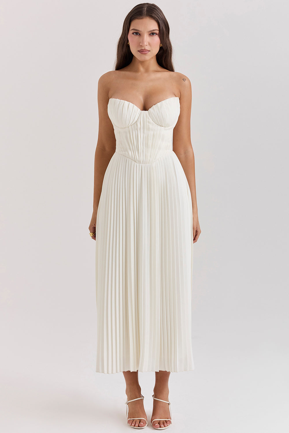 Grace | Ivory Pleated Maxi Dress