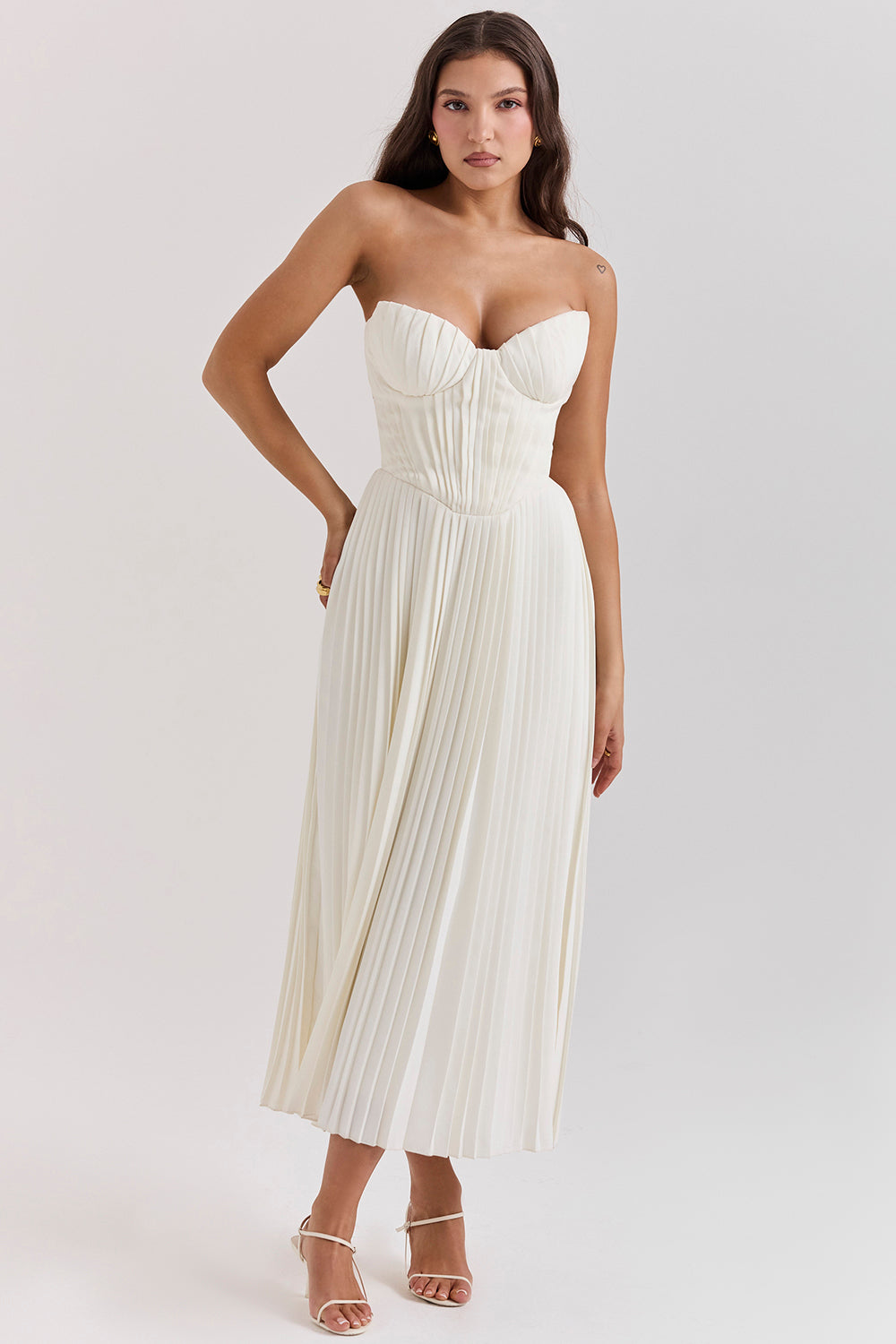 Grace | Ivory Pleated Maxi Dress