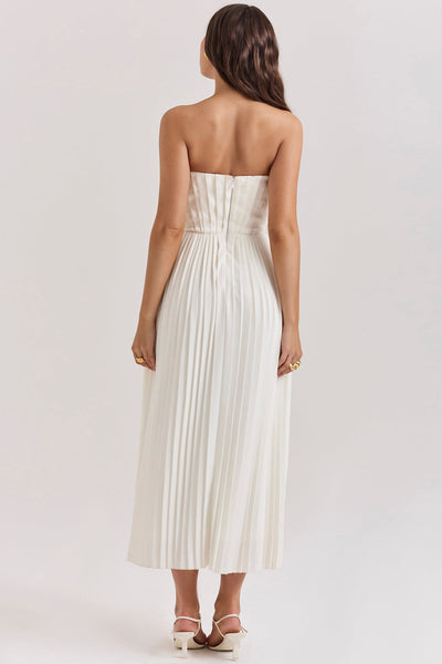 Grace | Ivory Pleated Maxi Dress