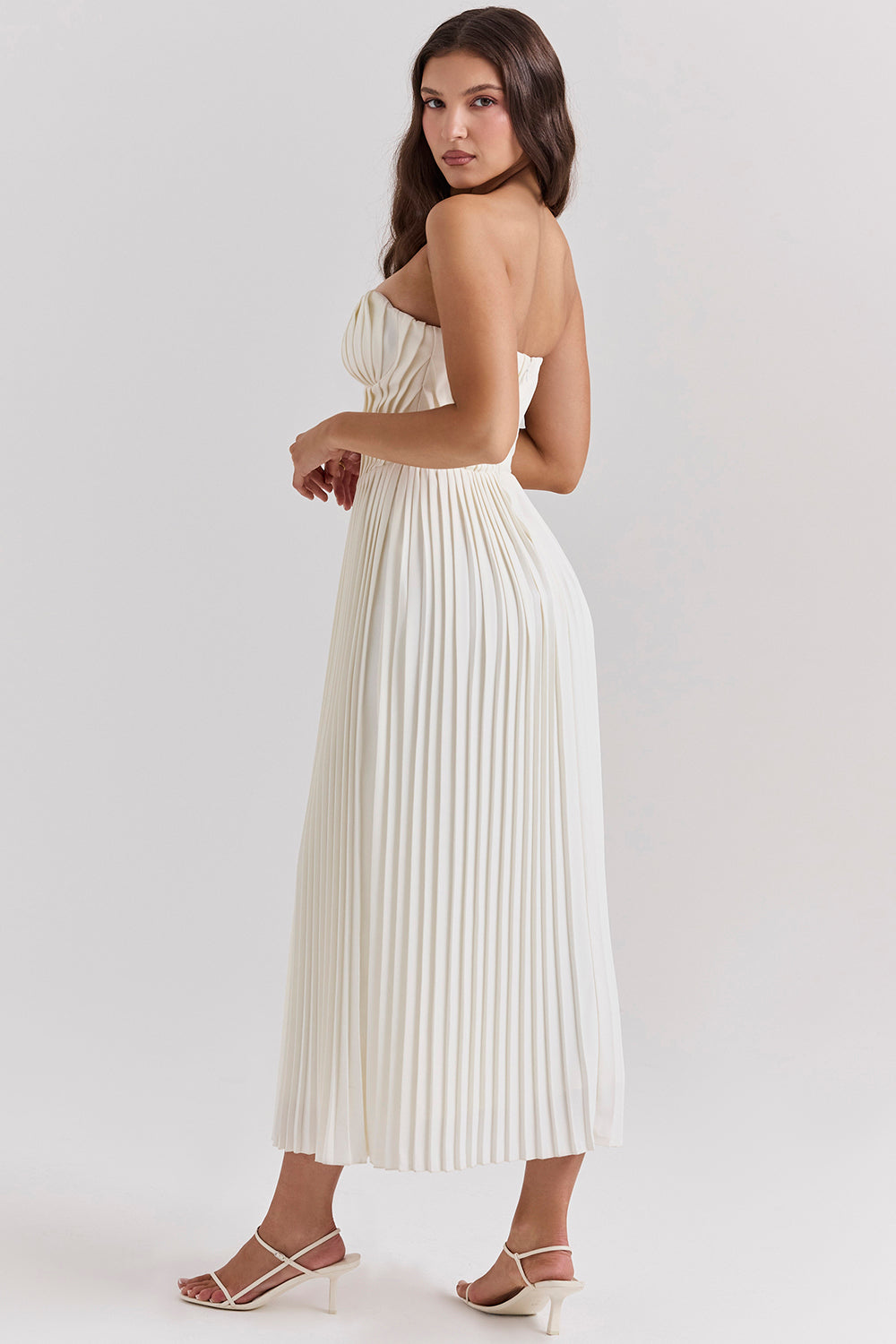 Grace | Ivory Pleated Maxi Dress