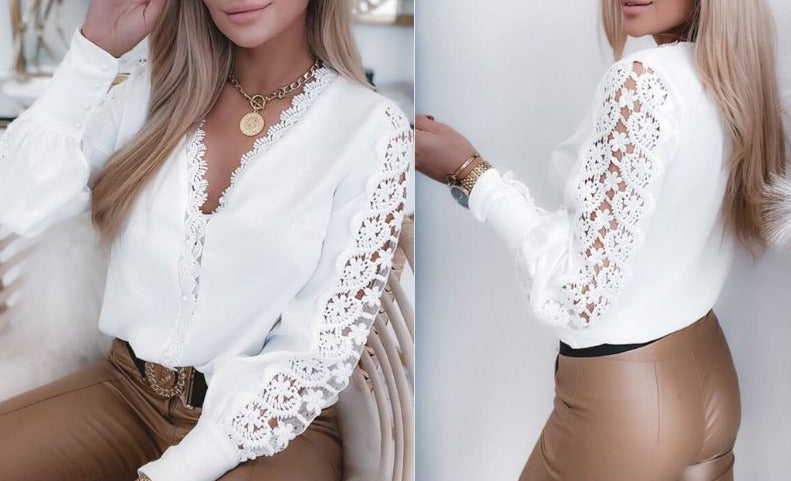 Sandra | Festive design V neck lace top