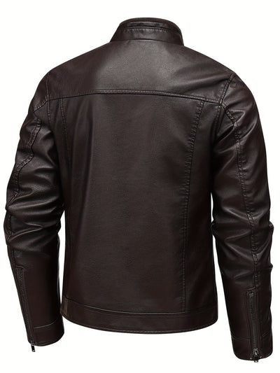 Riley | Leather jacket with stand-up collar and zipper sleeves