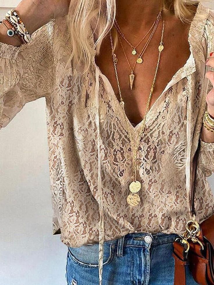 Eyanalless | Women's Boho Blouse - Long Sleeve Summer Top 1