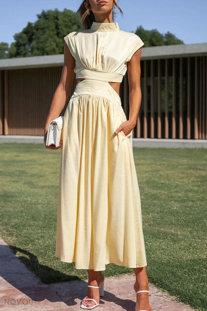 Variant image for Lorna Turtleneck Midi Dress - Comfortable Cotton Blend, Women's Summer Dress-13