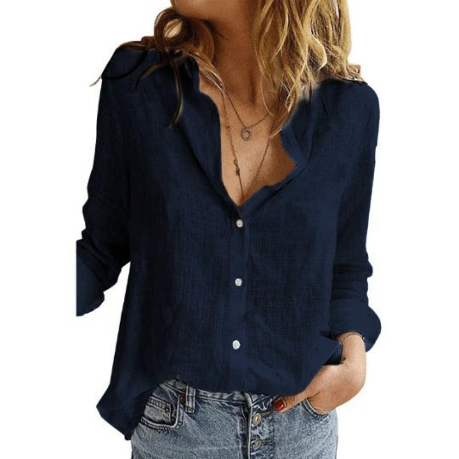 Evelyn | Comfortable Flattering Cotton Long Sleeve Shirt