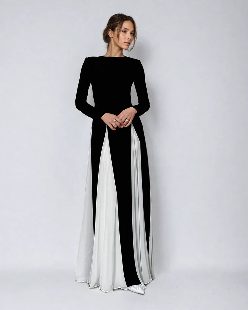 Sophia | Contrast Long Sleeve Maxi Dress