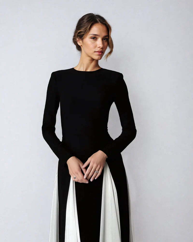 Sophia | Contrast Long Sleeve Maxi Dress