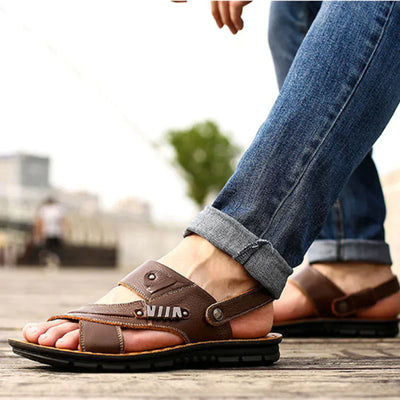 Koen | Men's Leather Sandals - Vintage Style, Comfortable Fit, Durable Design-2
