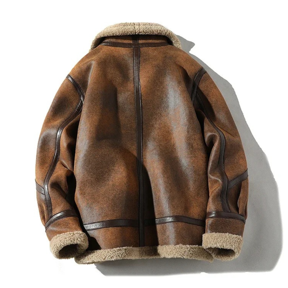 Charles | Aviator fur leather jacket