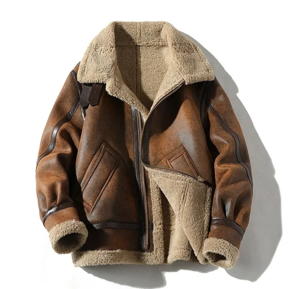 Charles | Aviator fur leather jacket