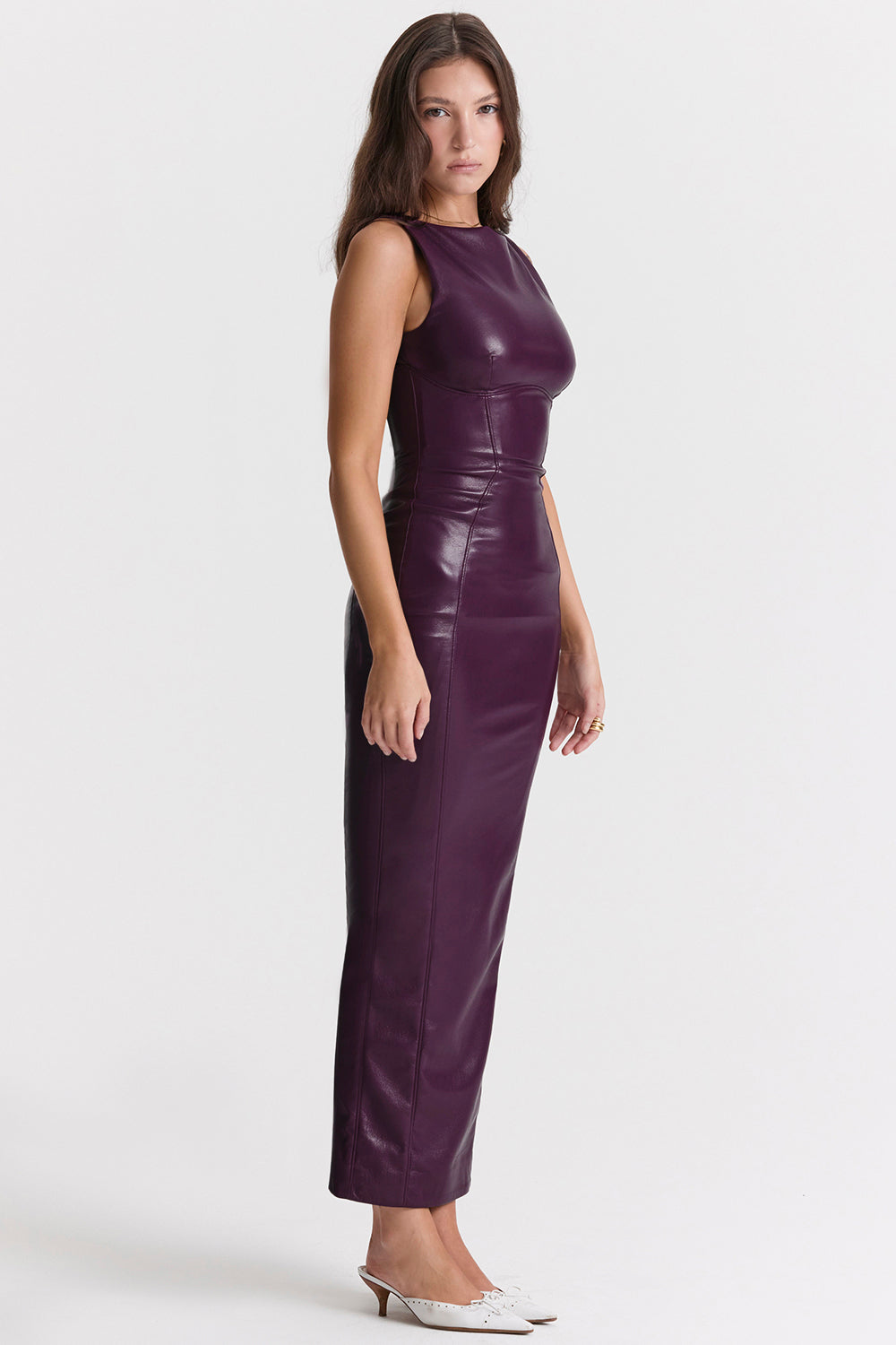 Lorna | Black vegan leather maxi dress