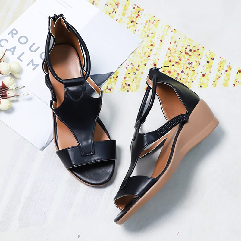 Anne | Wedge Sandals for Women - Soft Leather, Open Toe Wedge Heels-2