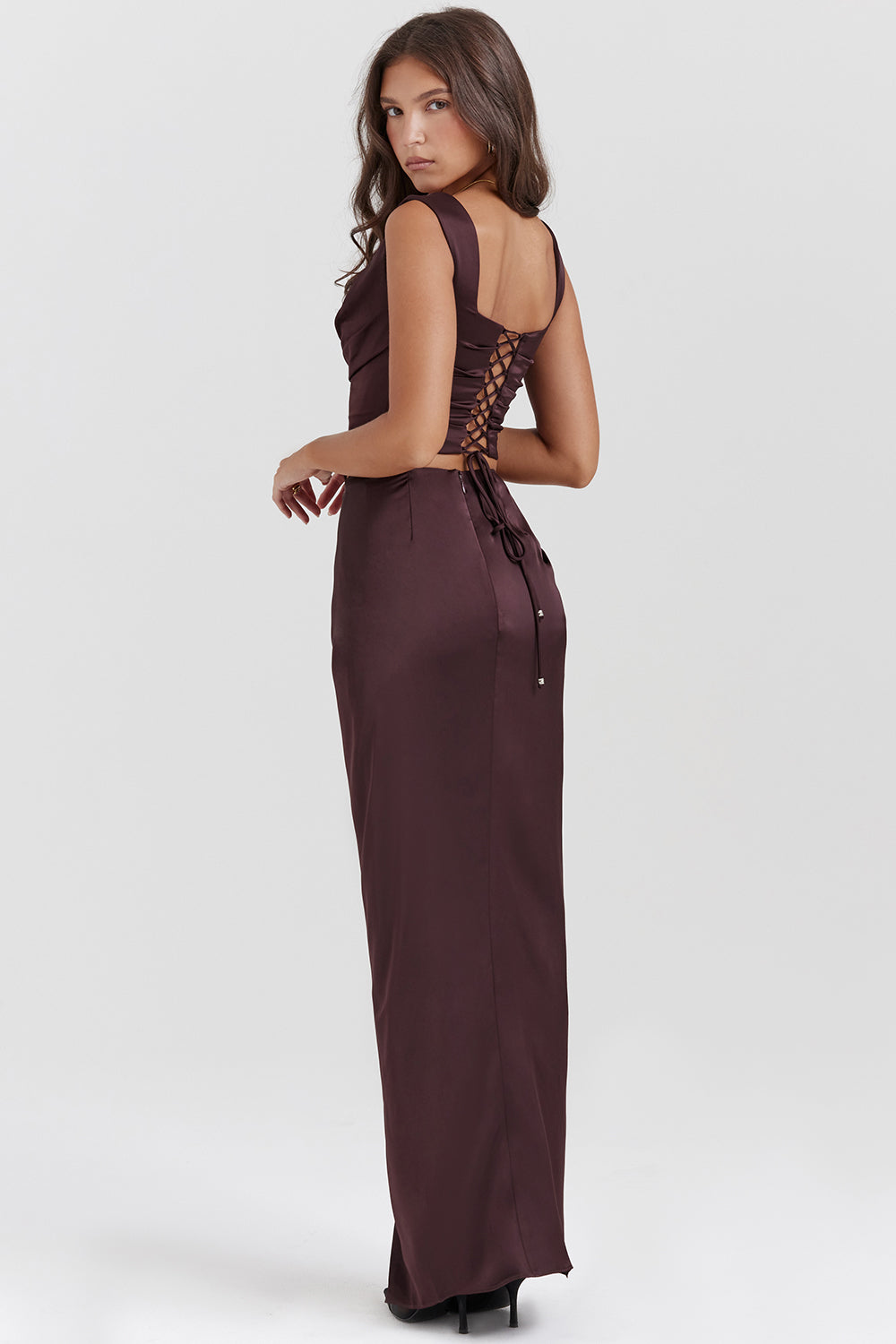 Isabella | Rich Brown Corset and Maxi Skirt Set