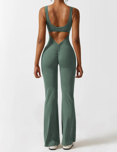 Ellie | Comfortable V-Back Flared Jumpsuit